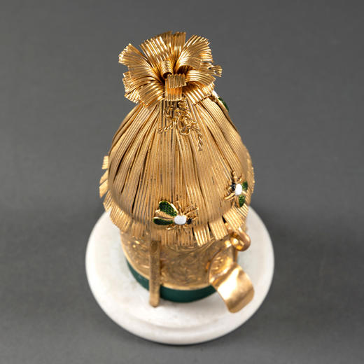 独角鹿西洋古董法国出品大理石底座铜鎏金外盒内配银镀金缝纫套件 商品图2