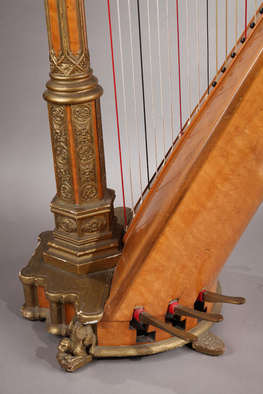 独角鹿西洋古董1889年法国Erard工坊签名出品枫木竖琴 商品图2