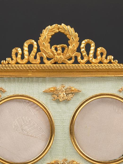 独角鹿西洋古董法国帝政风格雄鹰与花环铜鎏金绒面方形双人相框 商品图2