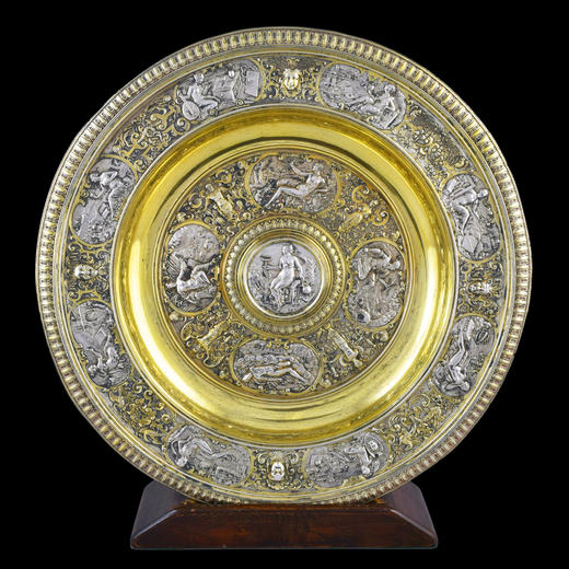 独角鹿西洋古董英国鎏金镀银青铜金星维纳斯玫瑰水盘银盾圆形盾牌 商品图0