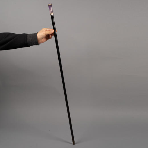 独角鹿西洋古董1920年代装饰艺术时期法国紫水晶银带乌木黄铜手杖 商品图0