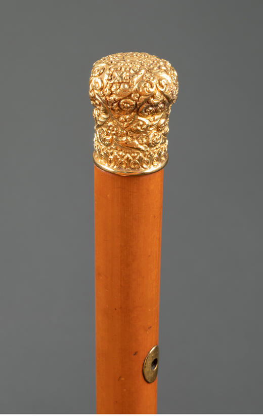 独角鹿西洋古董英国黄金浮雕杖柄马六甲藤木杖身古董手杖 商品图4