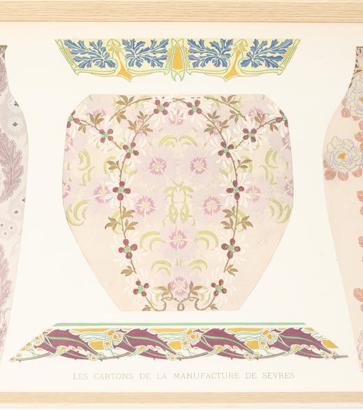 独角鹿西洋古董法国塞弗尔瓷窑出版彩色印刷凹版装饰艺术画稿 商品图2