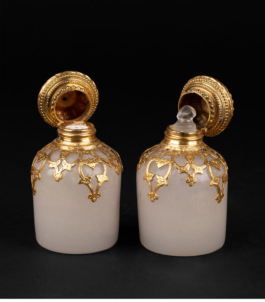 独角鹿西洋古董法国铜鎏金母贝帆船造型托盘欧泊色玻璃香水瓶套装 商品图3