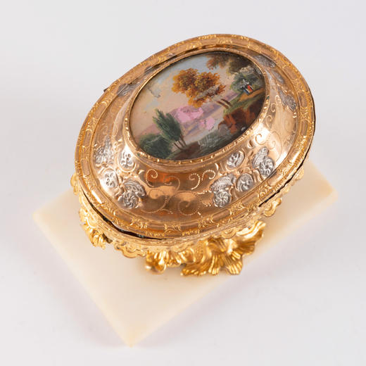 独角鹿西洋古董风景大理石底座铜镀金铜镀银盒银镀金剪刀香水瓶 商品图1