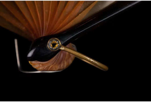 独角鹿西洋古董法国巴黎工坊画师签名丝绸彩绘双层扇面球形折扇 商品图3