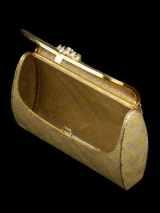 独角鹿西洋古董VERDURA18K黄金白金双色编织纹嵌钻石淑女晚宴手包 商品图4