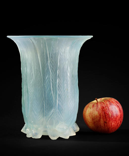 独角鹿西洋古董法国LALIQUE莱俪Eucalyptus桉树叶款水晶花瓶摆件 商品图1