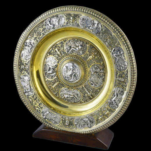 独角鹿西洋古董英国鎏金镀银青铜金星维纳斯玫瑰水盘银盾圆形盾牌 商品图1