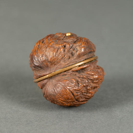 独角鹿西洋古董1850年代法国出品核桃微型香水盒摆件 商品图3