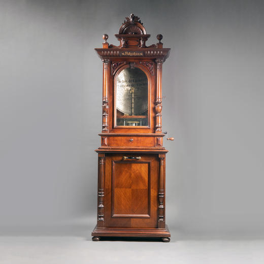 独角鹿西洋古董德国Polyphon精雕木质外盒大型唱盘投币立式音乐柜 商品图0