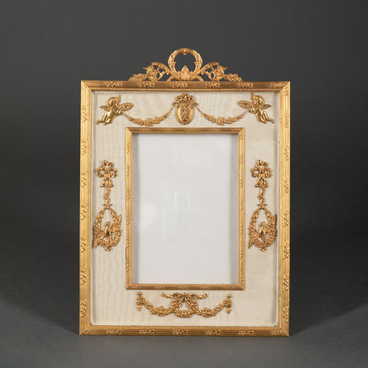 独角鹿西洋古董1900年代法国出品路易十六风格铜鎏金相框 商品图0