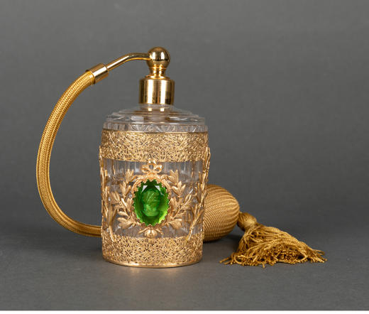 独角鹿西洋古董路易十六铜鎏金绿琉璃浮雕肖像水晶梳妆用具八件套 商品图3