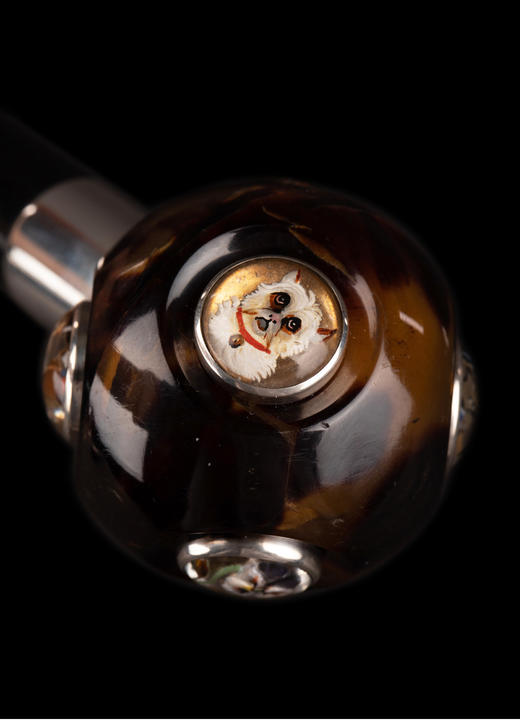 独角鹿西洋古董英国彩绘细密画装饰水晶球形杖柄黑漆硬木杖身手杖 商品图4