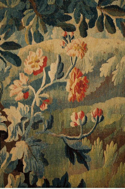 独角鹿西洋古董法国奥布松织造工坊溪水潺潺主题大型羊毛丝绸挂毯 商品图3