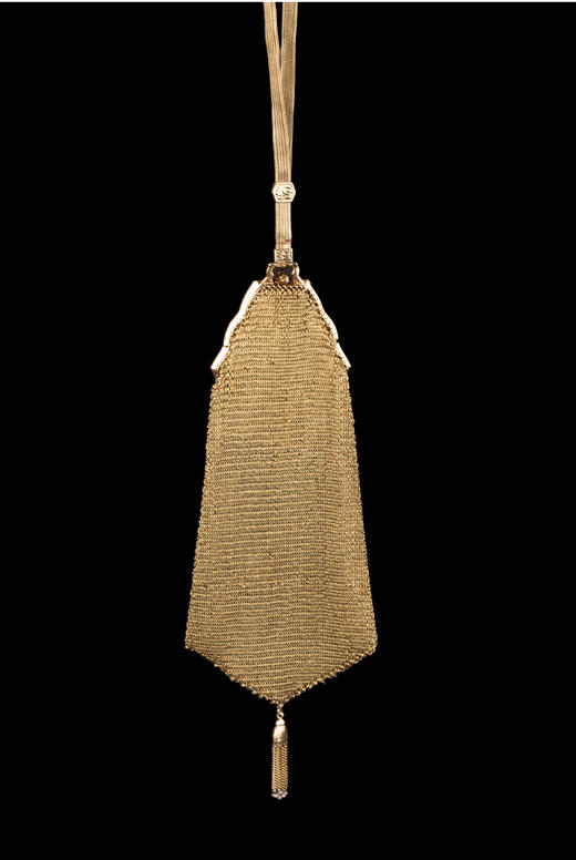 独角鹿西洋古董美国14K金雕花三色金锁子甲编织手挽零钱包晚宴包 商品图3