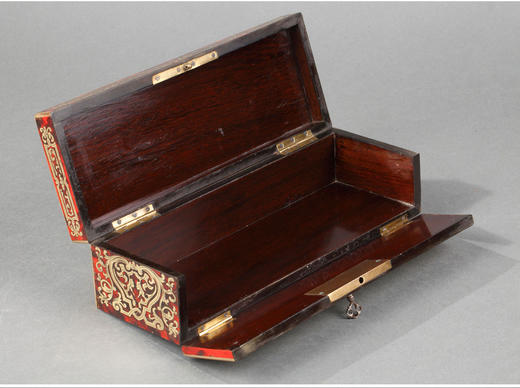 独角鹿西洋古董19世纪法国出品布勒镶嵌良苕纹饰紫檀木珍宝盒 商品图1