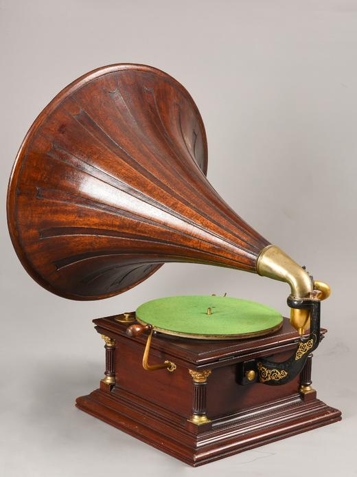 独角鹿西洋古董VICTOR胜利小狗牌木质镀金喇叭形圆筒式手摇留声机 商品图2