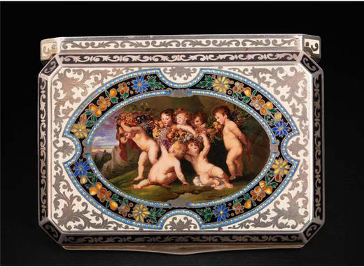 独角鹿西洋古董欧洲珐琅银镀金丘比特方形多面手绘珍宝盒首饰盒 商品图2