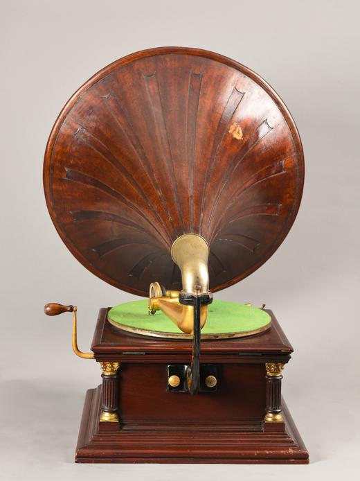 独角鹿西洋古董VICTOR胜利小狗牌木质镀金喇叭形圆筒式手摇留声机 商品图3