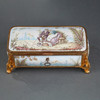 独角鹿西洋古董法国利摩⽇铜鎏⾦饰田园爱恋画珐琅珍宝盒首饰盒 商品缩略图0