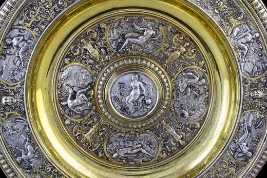 独角鹿西洋古董英国鎏金镀银青铜金星维纳斯玫瑰水盘银盾圆形盾牌 商品图4