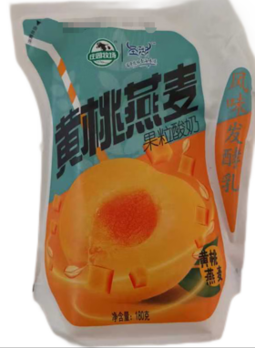 【亚欧超市】庄园爱克林黄桃燕麦果粒酸奶180g/袋