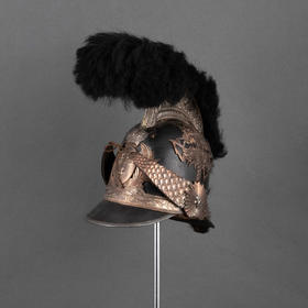 独角鹿西洋古董路易十八时期法国国民自卫军盾徽羽铜镀银骑兵头盔