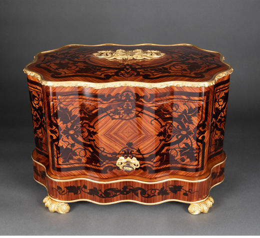 独角鹿西洋古董法国铜鎏金细木镶嵌烈酒箱水晶酒瓶酒杯酒具套装 商品图2