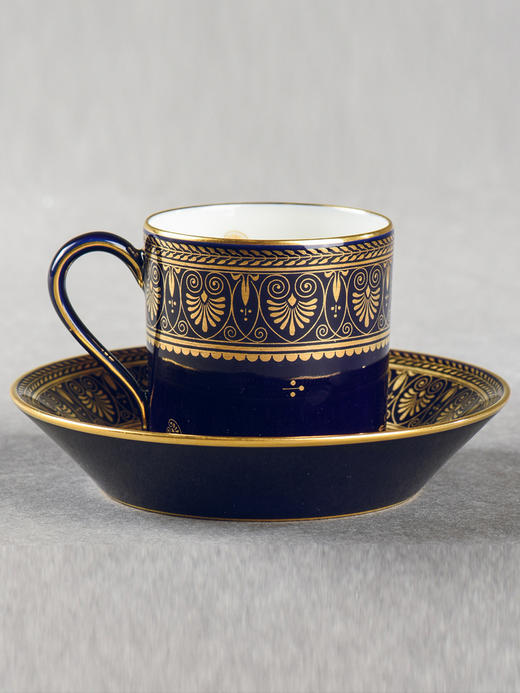 独角鹿西洋古董塞弗尔瓷器古希腊风棕榈描金帝王蓝釉咖啡杯碟套装 商品图2