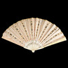 独角鹿西洋古董Geslin工坊牛骨雕饰手绘花卉金丝扇面折叠扇带原盒 商品缩略图2