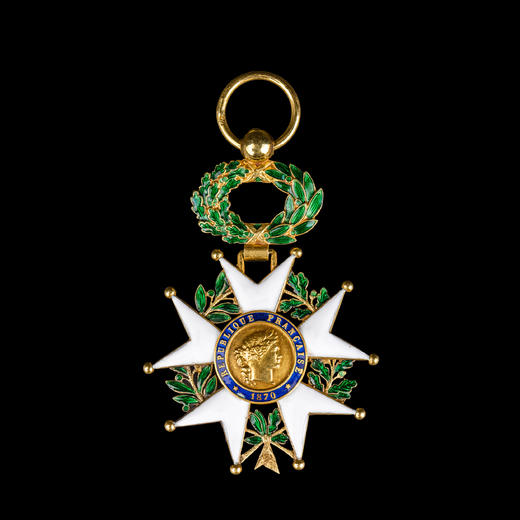 独角鹿西洋古董1870年代18K金彩色珐琅法兰西共和国荣誉军团勋章 商品图0