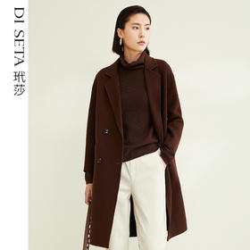 玳莎双排扣毛呢大衣女士中长款秋冬 干练气质100%羊毛外套  CD39304