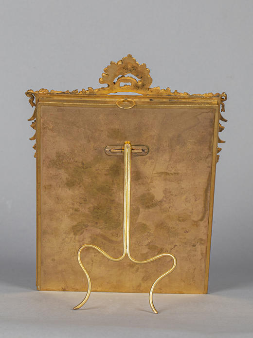独角鹿西洋古董1890年代法国出品铜鎏金立体花朵装饰相框 商品图4