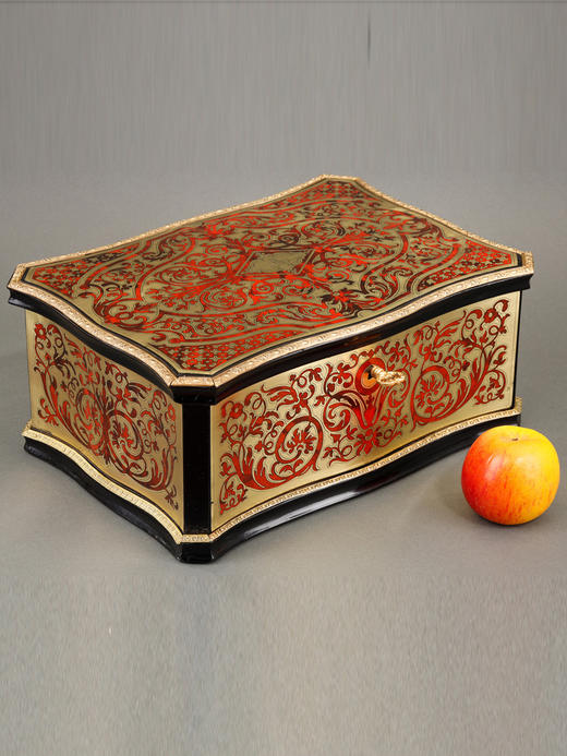 独角鹿西洋古董法国拿破仑三世花卉卷叶纹精雕布勒镶嵌珍宝首饰盒 商品图1