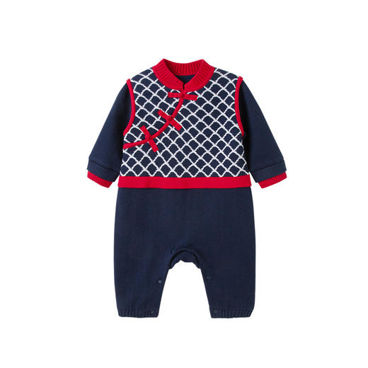 英氏婴儿衣服连体衣冬季新款针织哈衣男新年系列 商品图4