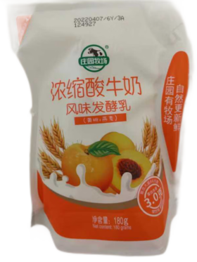 【亚欧超市】庄园黄桃浓缩酸牛奶180g/袋
