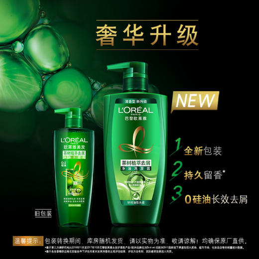 欧莱雅（LOREAL） 茶树植萃去屑净油洗发水 500ml（无硅油去屑止痒去油洗发露） 商品图3