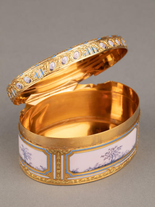 独角鹿西洋古董Esaias Fernau绘画高加米拉战役双色金珐琅鼻烟盒 商品图4