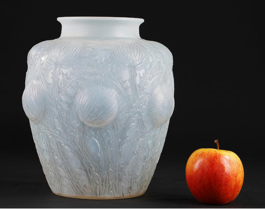 独角鹿西洋古董法国莱俪LALIQUE设计DOMREMY蓟草款欧泊水晶花瓶 商品图1