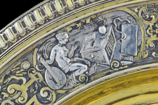 独角鹿西洋古董英国鎏金镀银青铜金星维纳斯玫瑰水盘银盾圆形盾牌 商品图2