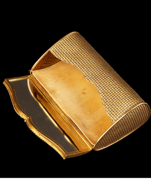 独角鹿西洋古董意大利18K双色金编织纹理镶嵌钻石女士晚宴包 商品图2