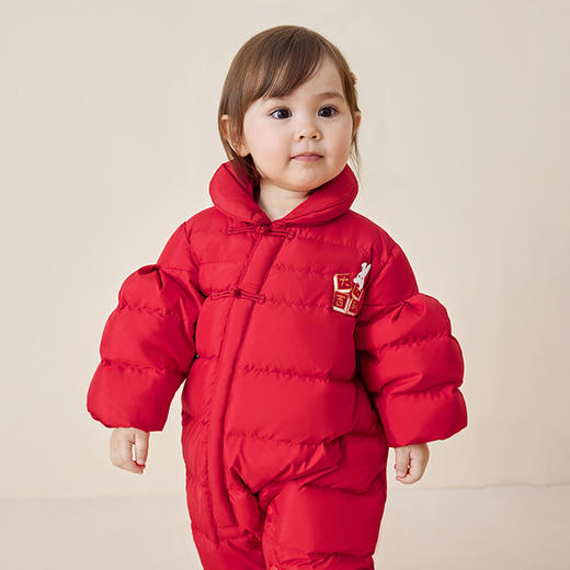 【商场同款】英氏宝宝连体羽绒服冬季款婴儿哈衣爬服冬款超韧绒 商品图1