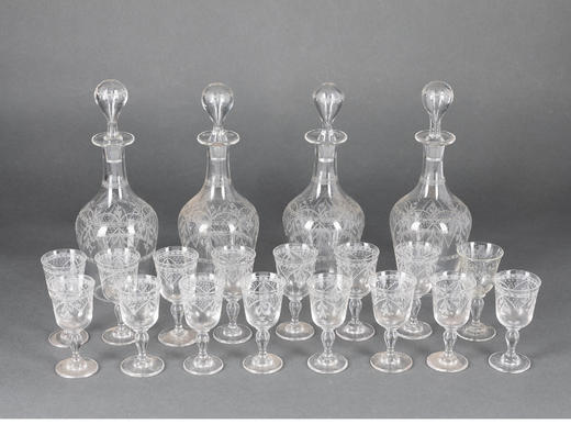 独角鹿西洋古董法国铜鎏金细木镶嵌烈酒箱水晶酒瓶酒杯酒具套装 商品图4