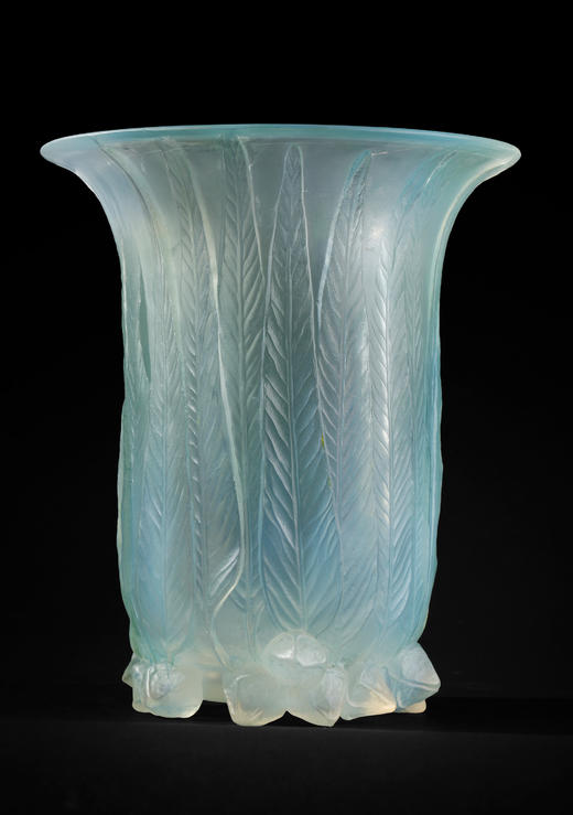 独角鹿西洋古董法国LALIQUE莱俪Eucalyptus桉树叶款水晶花瓶摆件 商品图4