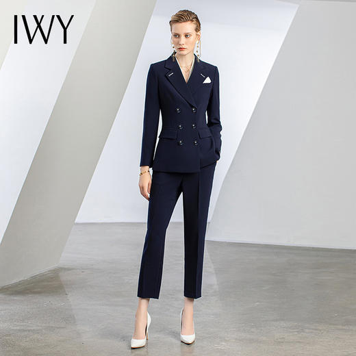【新品预售】IWY/藏青色秋冬高端西装工服比亚迪工作服时尚职业装气质正装C12327+P32327 商品图1