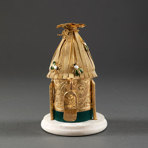 独角鹿西洋古董法国出品大理石底座铜鎏金外盒内配银镀金缝纫套件 商品图1