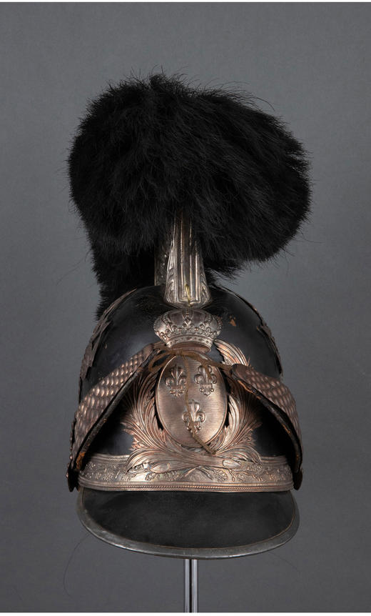 独角鹿西洋古董路易十八时期法国国民自卫军盾徽羽铜镀银骑兵头盔 商品图4