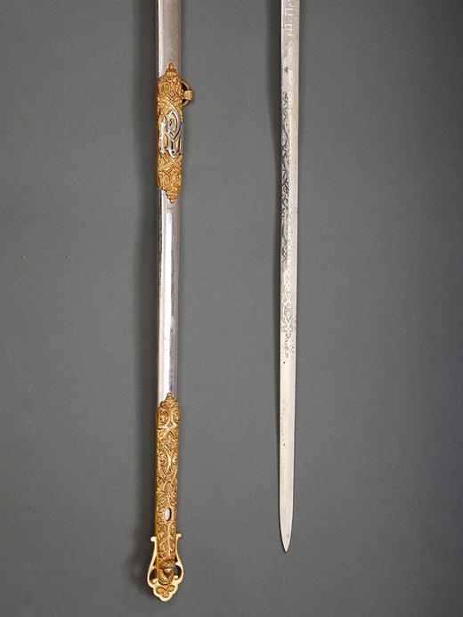 独角鹿西洋古董皮革铜鎏金Patriarchs Militant兄弟会佩剑未开刃 商品图2