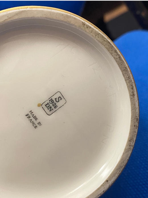 独角鹿西洋古董法国官窑塞弗尔瓷器花束描金帝王蓝釉瓷瓶⼀对 商品图2